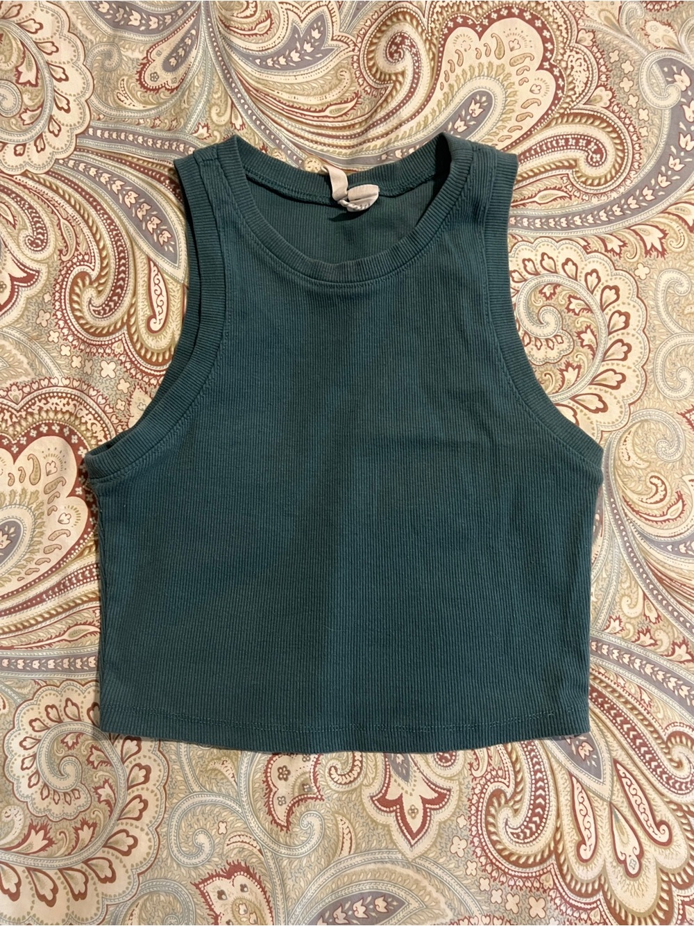 Tillys Minimalist Ribbed Crop Tank Top Dark Teal Sleeveless Fitted Women’s S